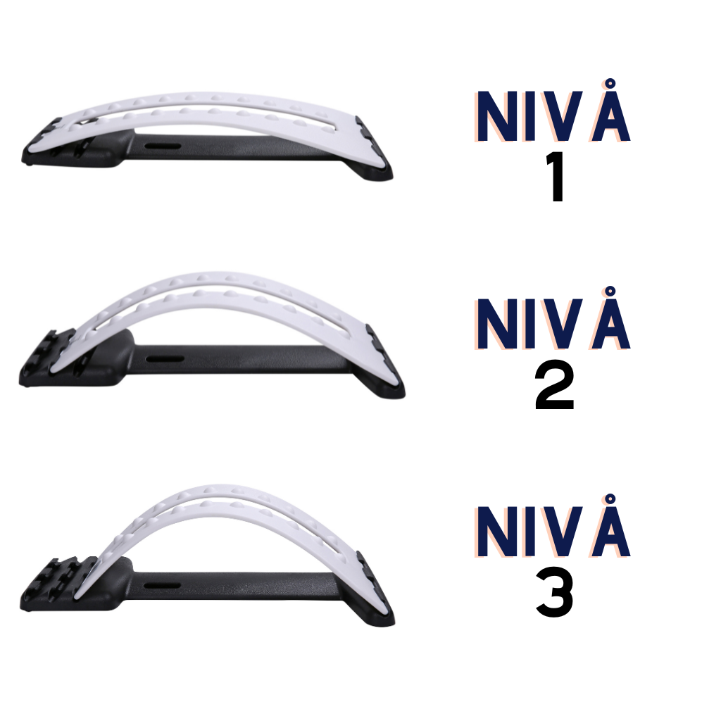 Tre justerbara höjdlägen för ryggstretch – nivå 1, 2 och 3 - Stabil Posture