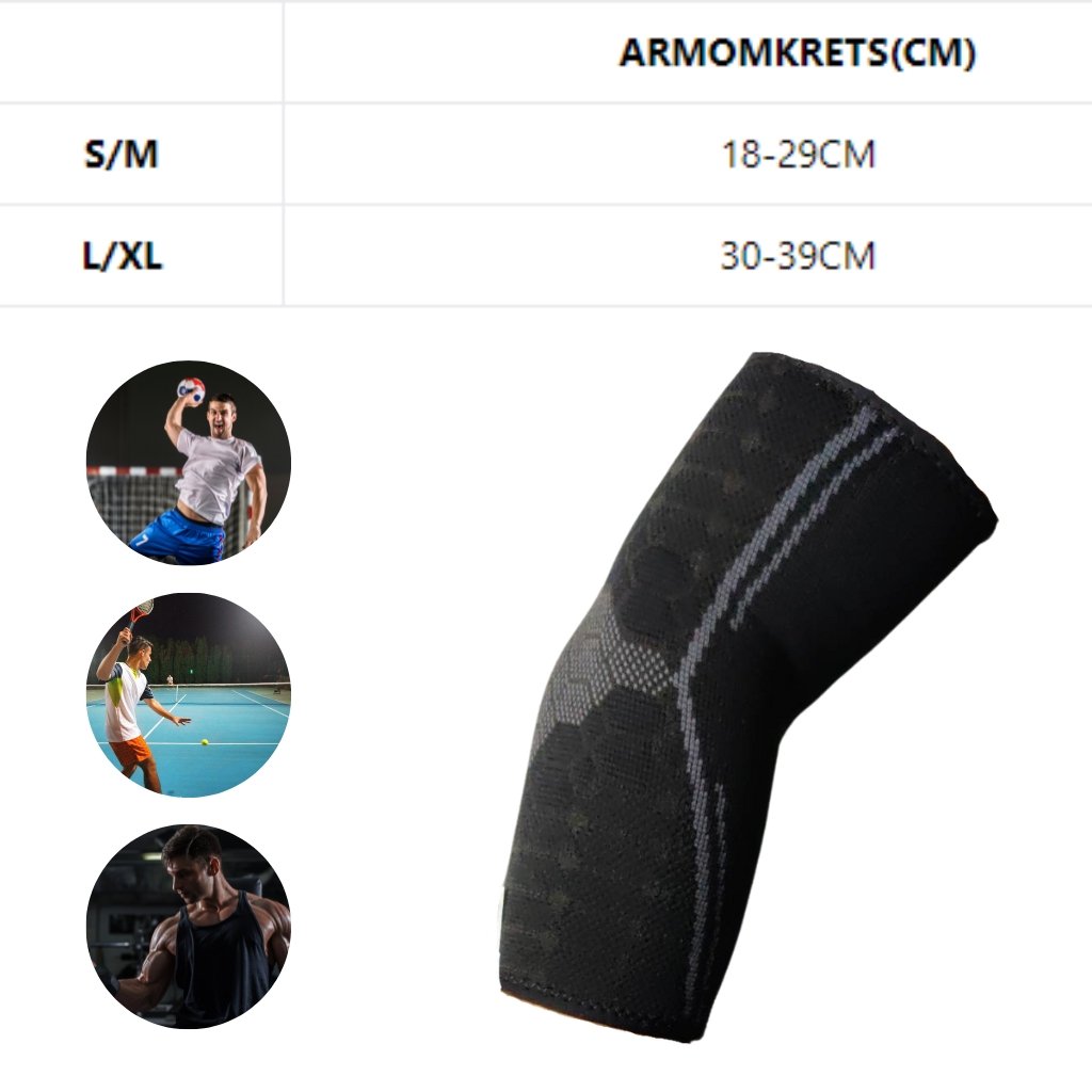 Storleksguided Armbågsskydd Svart - Stabil Posture