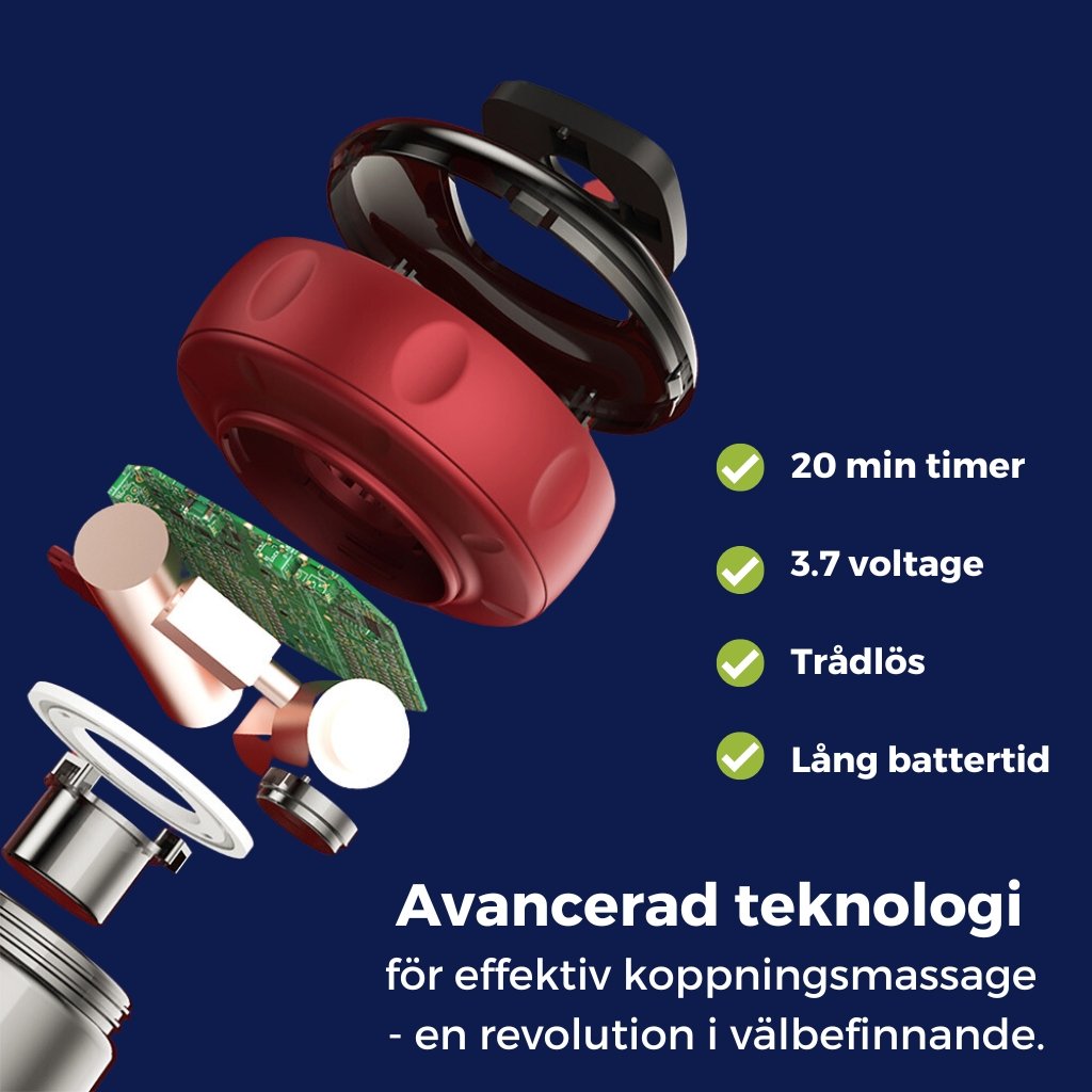 Elektrisk koppningsmassage är trådlös, lång batteritid, 3,7 voltage och 20 min timer- Stabil Posture