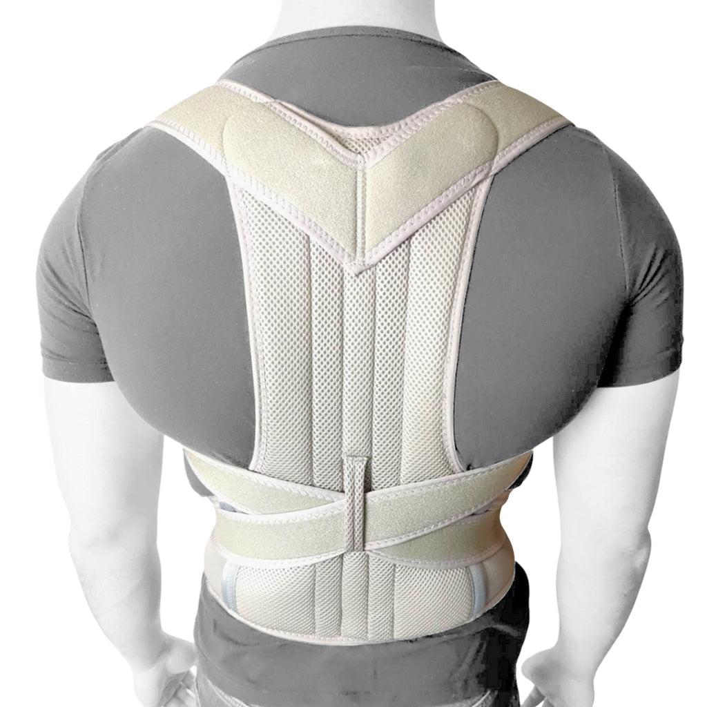 Modell bakifrån med hållningsväst – axlar indragna för bättre hållning - Stabil Posture