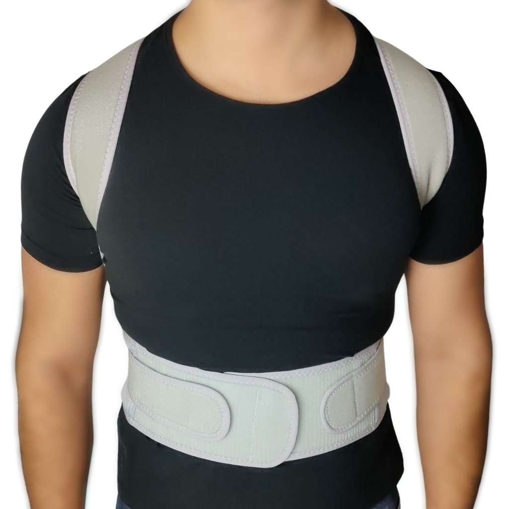 Diskret användning – västen under vit skjorta vid skrivbord - Stabil Posture