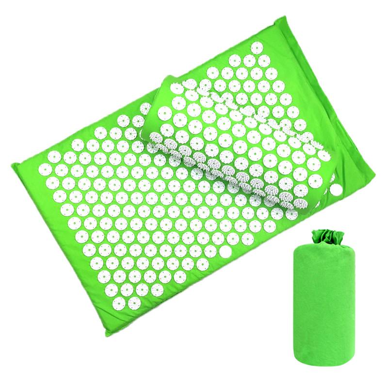 Grön akupressurmatta med kudde och väska – spikmattset för rygg och nacke - Stabil Posture