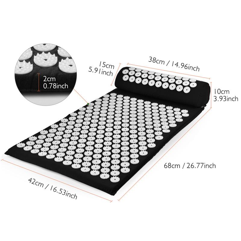 Produktmått och visuell översikt av spikmatta och kudde - Stabil Posture