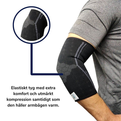 Kompressionsarmbågsskydd i svart med justerbar passform - Stabil Posture