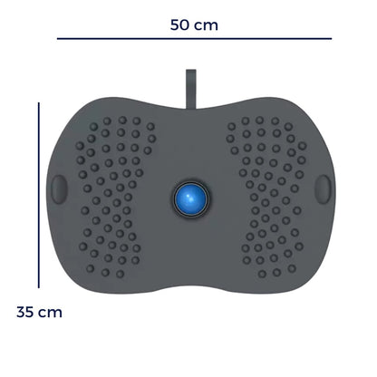 Sidovy av balansbrädan – visar kurvad botten för balansrörelse