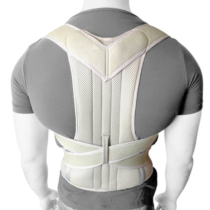 Modell bakifrån med hållningsväst – axlar indragna för bättre hållning - Stabil Posture