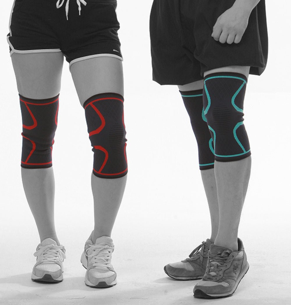 Knäskydd 2-pack på modell – elastiskt stöd runt båda knän - Stabil Posture