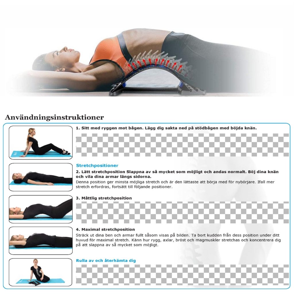 Kvinna stretchar ländryggen med bågen – avlastning på ryggliggande - Stabil Posture