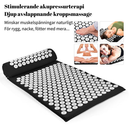 Illustration av spikmattans effekter – cirkulation, avslappning, smärtlindring - Stabil Posture