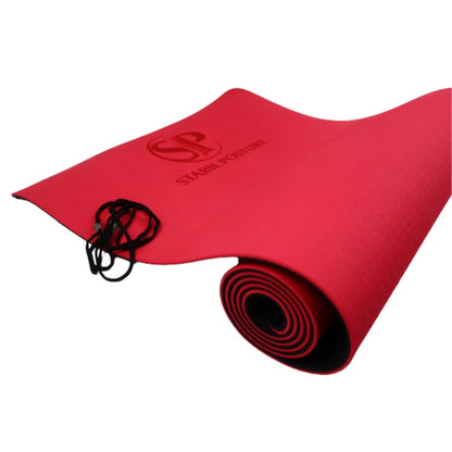 Röd träningsmatta med struktur – extra tjock för komfort och stöd - Stabil Posture